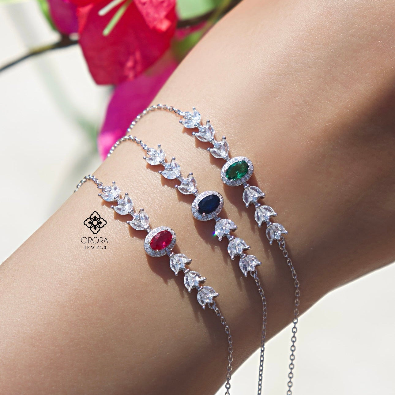 Royal Oval-shaped Dark Pink Bracelet