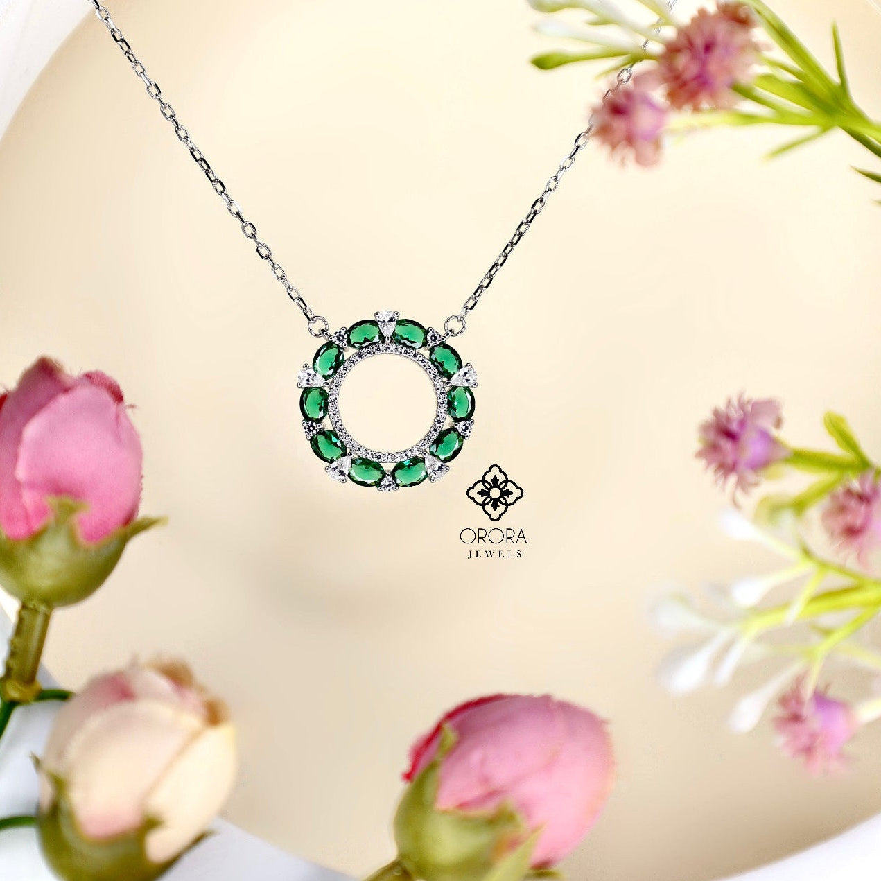 Studded Emerald Circle