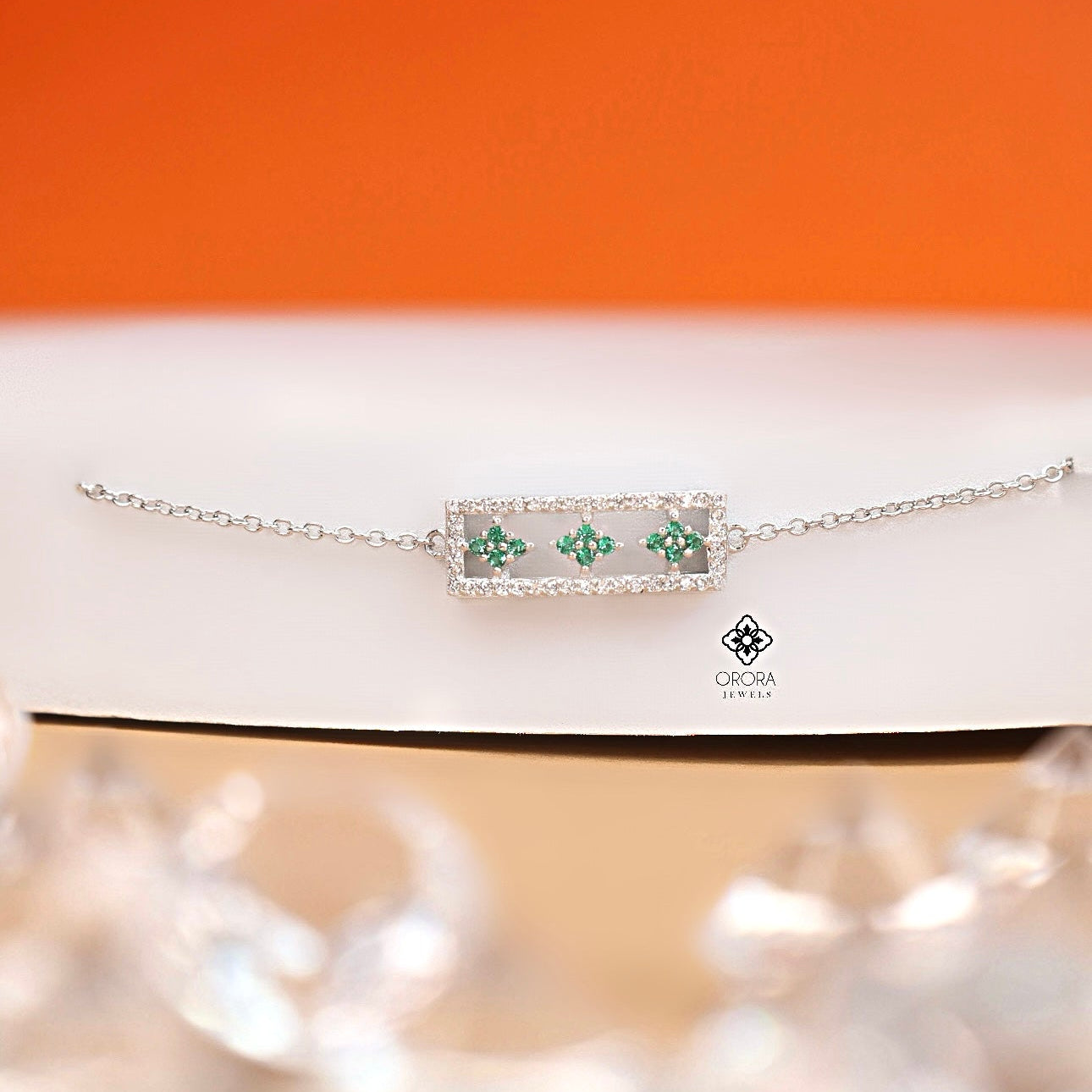 Greenish Studded Creative Floral Design