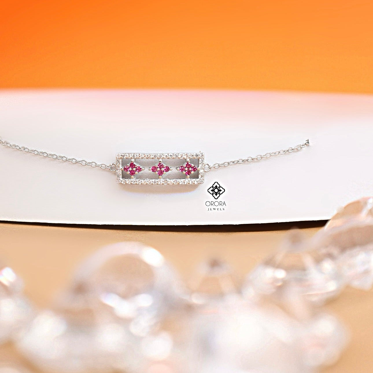 Pinkish Studded Creative Floral Design