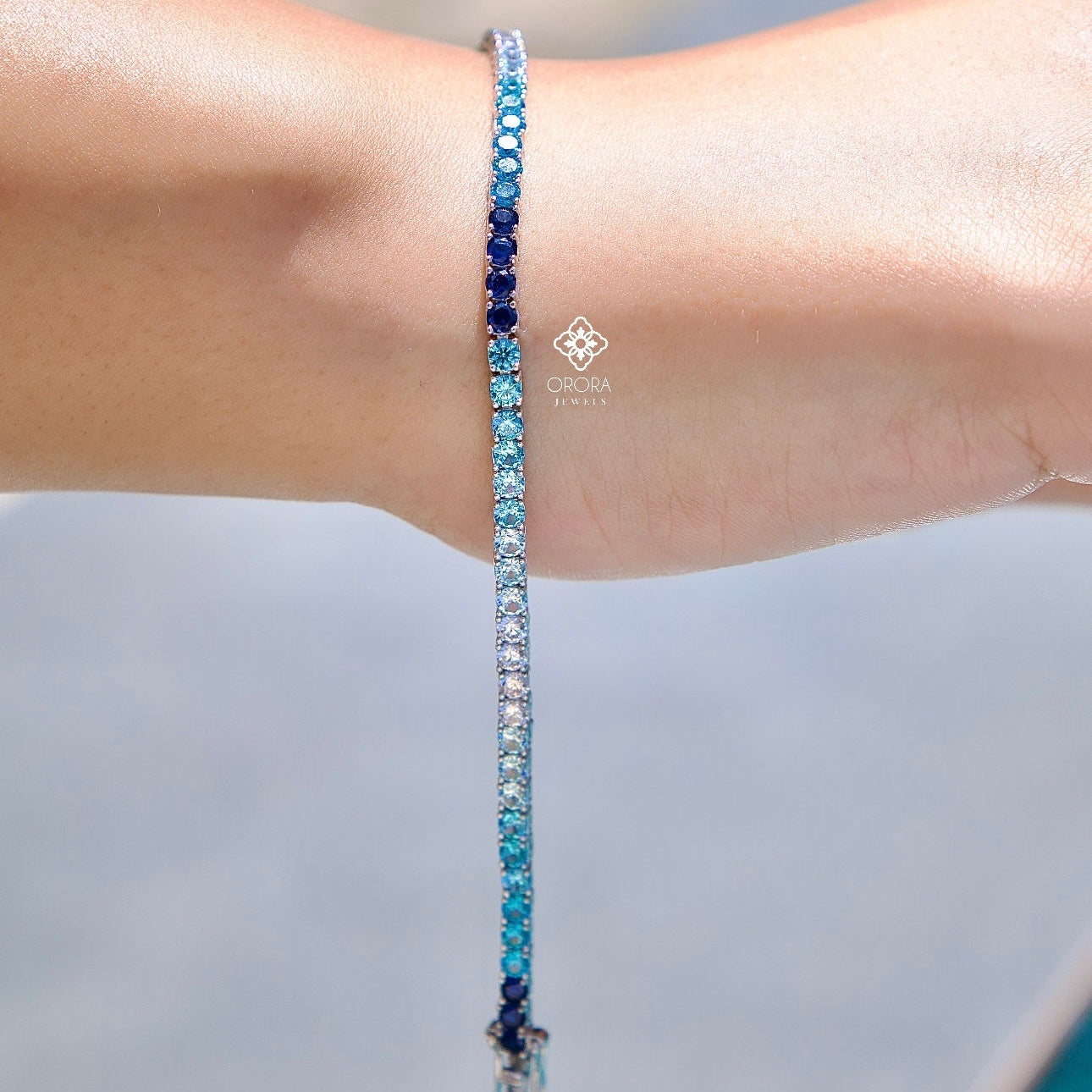 Blue-shaded Tennis Bracelet